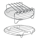 GQZ Air Fryer Rack XL Air Fryer Accessories Set of 2, Double Layer Rack with Skewer, Stackable Metal Holder