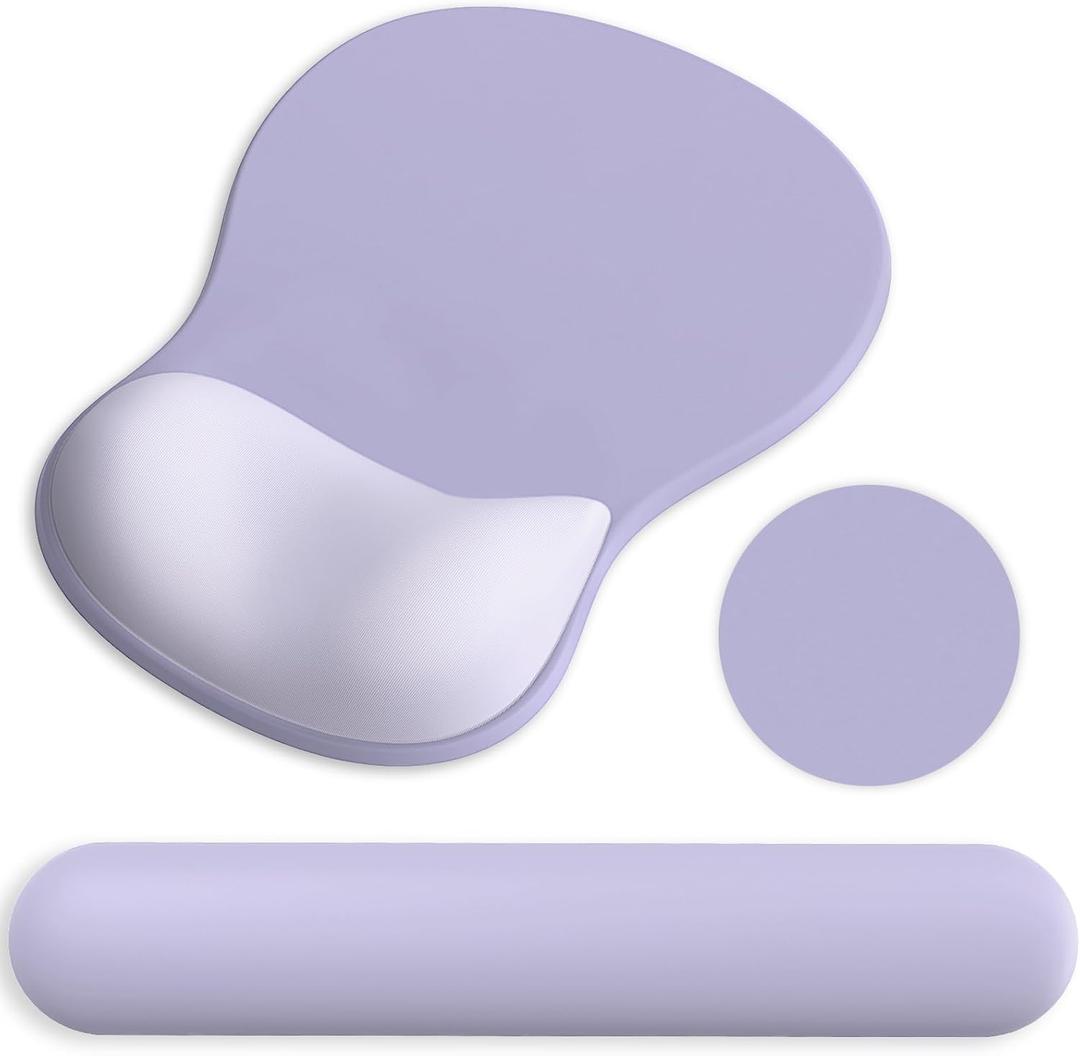 Ergonomic Mouse Pad with Wrist Rest and Keyboard Wrist Rest, Gel Mousepad and Wrist Rest for Computer Keyboard, Pain Relief, Non-Slip PU Base, Mouse Pad with Wrist Support for Gaming, Office, Purple