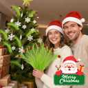 8 Pcs Christmas Tree Topper Decoration, 17" Green Christmas Tree Pick with Red Glitter Berry Ornaments, Artificial Green Fluffy Stems for Christmas Tree Top, Wreath, Vase, Gift Craft Decor