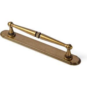 Goo-Ki 2pack Antique Brass Drawer Pulls with Back/Base Plate Kitchen Zinc Alloy Hardware - 5" c-c Vintage Brass Bar Cabinet Pulls Dresser Handles with Spacer