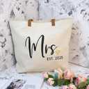 ELEGANTPARK Mrs Bag Mrs Gifts 2025 Bride Gifts Bride Tote Bag Wedding Bridal Shower Bachelorette Party Honeymoon Large Travel Canvas Totes with Zipper
