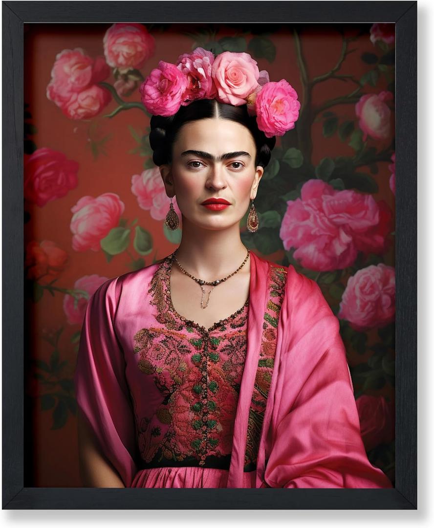 Poster Master Frida Poster - Portrait Print - Flower Art - Mexican Painter Art - Minimal Art - Gift for Men & Women - Floral Decor for Bedroom, Living Room or Office - 11x14 UNFRAMED Wall Art