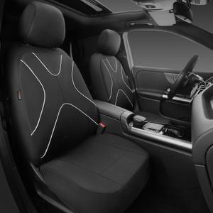 Cloth Front Seat Covers, Breathable Automotive Seat Covers Airbag Compatible Universal Fit for 95% Sedans Vans Trucks SUVs, Black and White