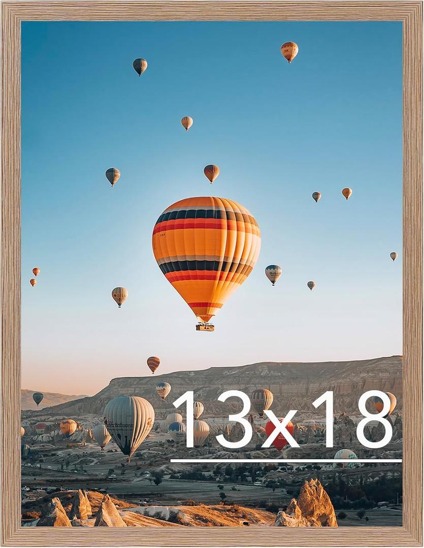 JCJMY 13x18 Picture Frame Rustic Brown for Poster Photo Picture, Horizontal and Vertical Formats for Wall Hanging, 13 x 18 Wall Gallery Poster Photo Frame for 13 by 18 Photos Posters, Rustic Brown