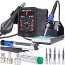 WEP 8786DI SE Hot Air Soldering Iron Station Kit 2IN1 for Rework, Desoldering with LeadFree Solder Wire, 5 Soldering Tips, 3 Hot Air Nozzles,Tweezers, Desoldering Pump