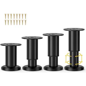 Wlrrcwdttc 4 Pcs Metal Adjustable Furniture Legs 3.15-4.72 inch, Adjustable Cabinet Legs for Sofa/Bed/Chair/Couch/Dresser/Table,Heavy Duty Bed Replacement Support Legs for Bed Frame/Bed Center Slat