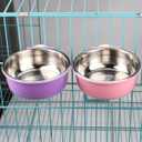 Crate Dog Bowl Removable Stainless Steel Water Food Feeder Bowls Cage Coop Cup for Cat Puppy Bird Pets