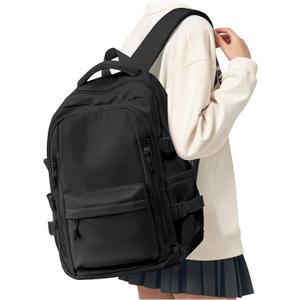 Lightweight Backpack for Women Men, Travel Casual Daypack Laptop Rucksack, Waterproof College High Secondary Bookbag Daily Bag, Black