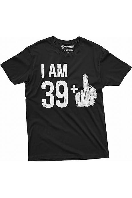 Funny Birthday T-Shirt  "I Am 39+" with Middle Finger Graphic ,Size XL , Black