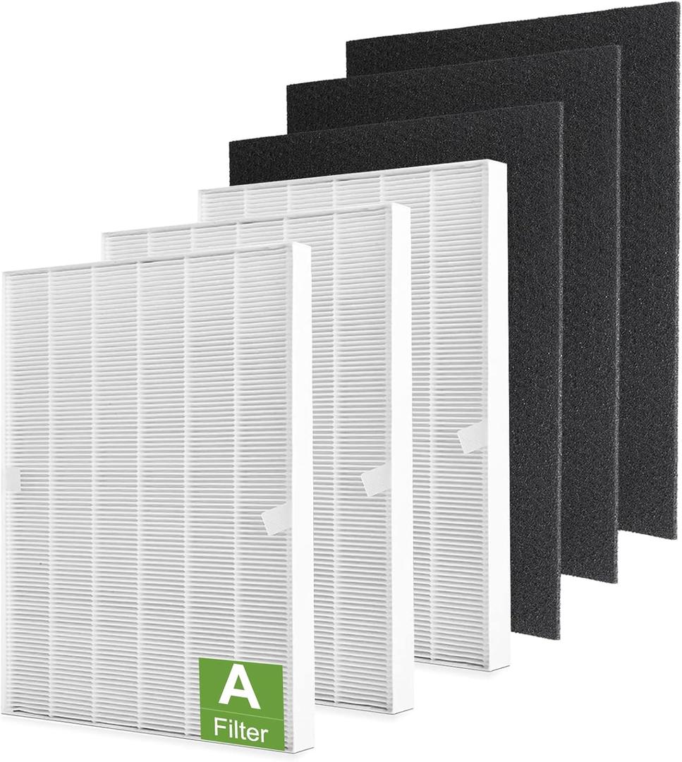 115115 HEPA Replacement Filters A for Winix PlasmaWave Air Purifier C535 5300 5300-2 6300 6300-2 P300 AM90 C909 9800, 3 True HEPA Size 21 Filter + 3 Activated Carbon Pre-Filters