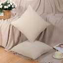 Throw Pillow Covers Set of 2, Soft Chenille Decorative Cushion Covers with Hidden Zipper for Sofa, Couch, Bedroom & Boho Farmhouse Home Decor 20 x20in (Beige)