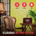 Pyle Retro Wireless Bluetooth Radio Speaker - Classic Vintage Style Audio Sound Receiver System w/Built-in Stereo Speakers, USB, SD Card Slot, AUX, RCA, MP3, AM/FM Tuner PUNP34BT.5