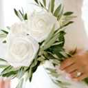 MACTING Artificial Flower Roses 30PCS Fake Flowers with Stem Real Touch Foam Roses DIY Bouquet Arrangements Table Centerpieces Party Bridal Shower Summer Wedding Decor,White