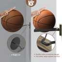 Basketball Holder Wall Mount with Wooden Base, MYKASEN Ball Storage Holder Display Rack for Basketball Soccer Volleyball, Boys Sports Accessories Organizer for Player Fans Room Decor