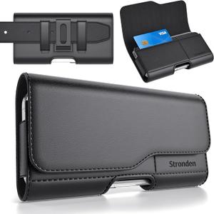 Stronden Magnetic Closure Holster for iPhone 17 Pro, 17e, 17, 16 Pro, 16e, 16, 15 Pro, 15, 14 Pro, 14, 13 Pro, 13, 12 Pro, 12, 11, XR - Leather Belt Case Pouch (Fits Slim/Regular Case on)