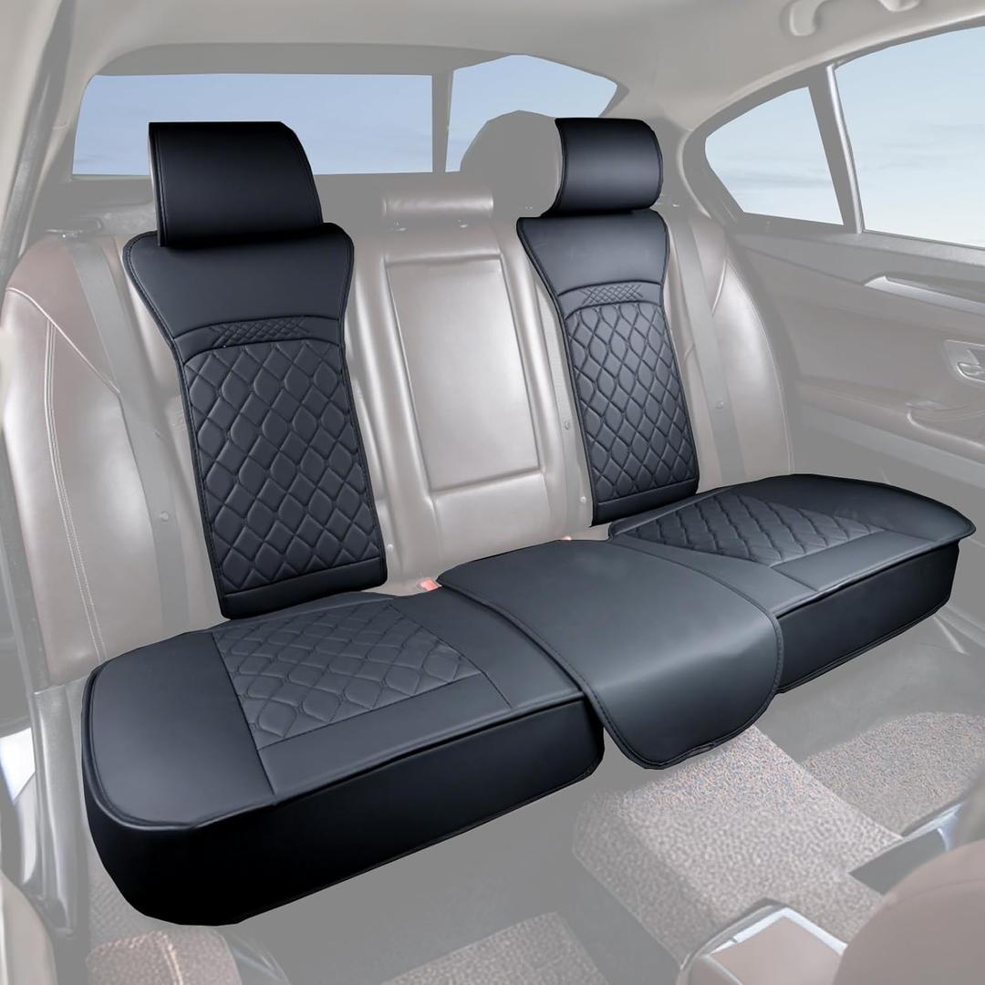 Rear Bench Seat Cover for ToyotaLeather Waterproof Back Seat Protector Custom Fit Toyota Tacoma Rav4 Corolla Camry Tundra Venza Corolla Cross,Black