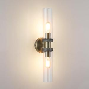 ECOBRT 2 Light Bathroom Vanity Light Brushed Bronze, Bathroom Light Fixtures Side Mirror,Hallway Vanity Lights Fixtures, Modern Wall Lamp for Bedroom with Glass Shade