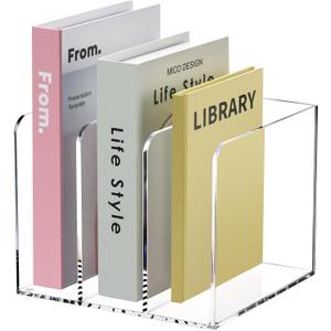 Acrylic Magazine Holder,Clear Desk Organizer with 3 Vertical Compartments,Magazine File Holder Sorter Rack Workspace Organizers for Home Office & Classroom(B5)