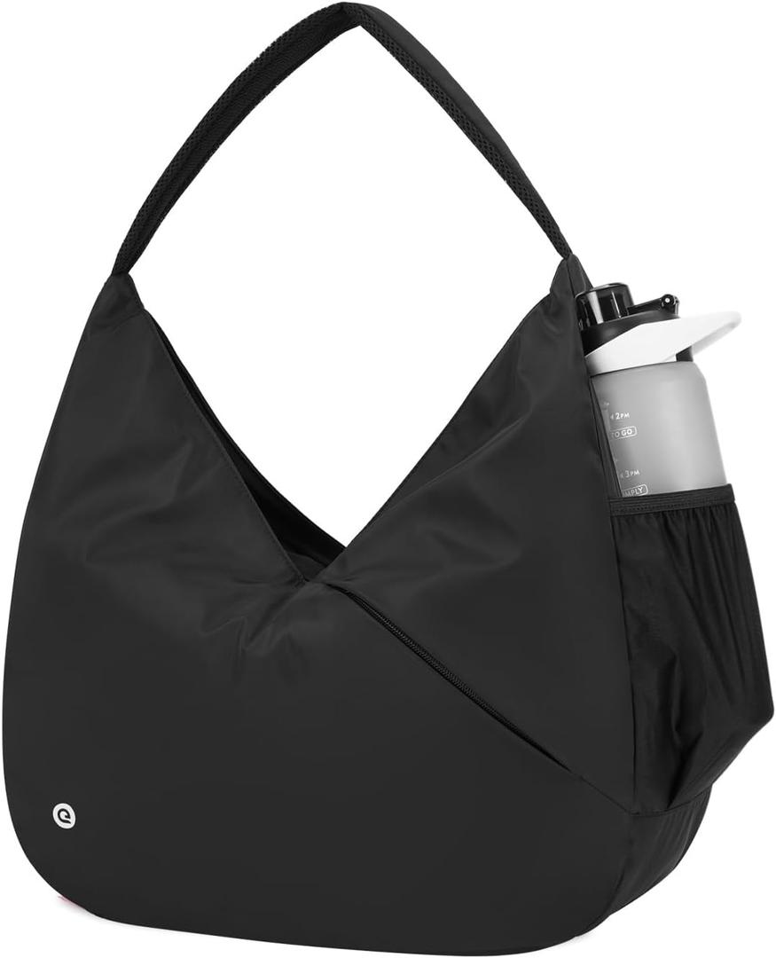 Ceneda Large Gym Bag for Women Sports Duffel Bag with Hidden Yoga Mat Holder & Shoe Compartment Workout Dance Tote Bag with Wet Pocket Overnight Weekender Bag for Travel Yoga (Black)