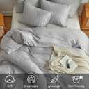 WARMDERN Boho Duvet Cover Set Queen Size,Grey Striped Duvet Cover Microfiber Bedding Set,3PCS Ultra Soft Breathable Lightweight Tuft Texture Pattern Duvet Covers with Zipper Closure(Grey,Queen)