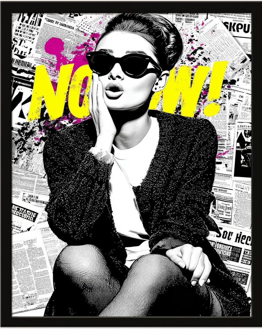 Beautiful Chic Woman Wall Art Prints Beautiful Audrey Hepburn Poster Canvas Art Wall Decor Picture For Bedroom Office Dorm Bathroom Wall Decor Aesthetic Home Artwork 8"  10" In Framed (BK01.)