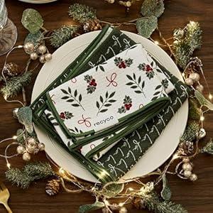 RECYCO Waffle Kitchen Towel Set of 2 - Quick Dry Microfiber Sustainable Dish Towels - Ultra Absorbent Reusable Cleaning Tea Towels - Lightweight Hand Towels,16x 28, Amber Flora