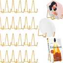 Mixweer 12 Pcs Book Stands for Display Metal Picture Frame Stand Book Plate Picture Holder Easels Photo Holder for Decorative Display(4.3 Inch,Gold)