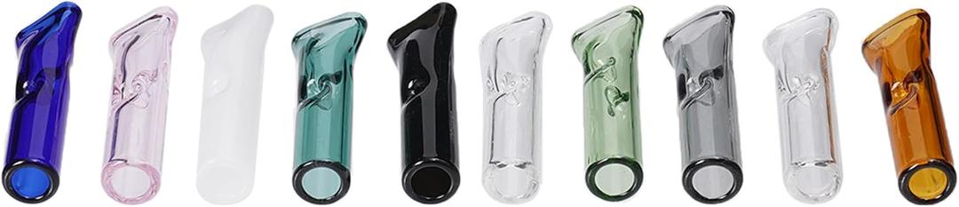 Reusable Glass Tips for Filter Flat Mouthpiece, Multi-Color 9mm Outer Diameter 6mm Inside Diameter 35mm Length for DIY Easy Clean Color 10 Pack