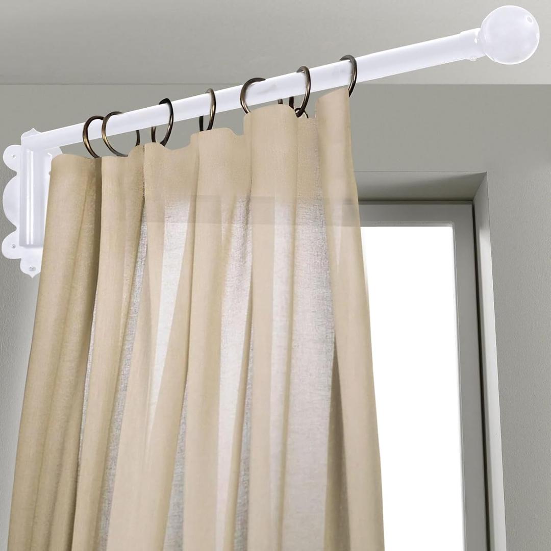 Swing Arm Curtain Rod, White, 47'' Long