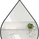 Small Decorative Mirror Black Teardrop Mirror with Metal Framed Oval Irregular Wall Mirrors Modern Accent Mirror for Wall Decor Living Room Bathroom Entryway Hallway Hanging Mirror 16x20 Inches