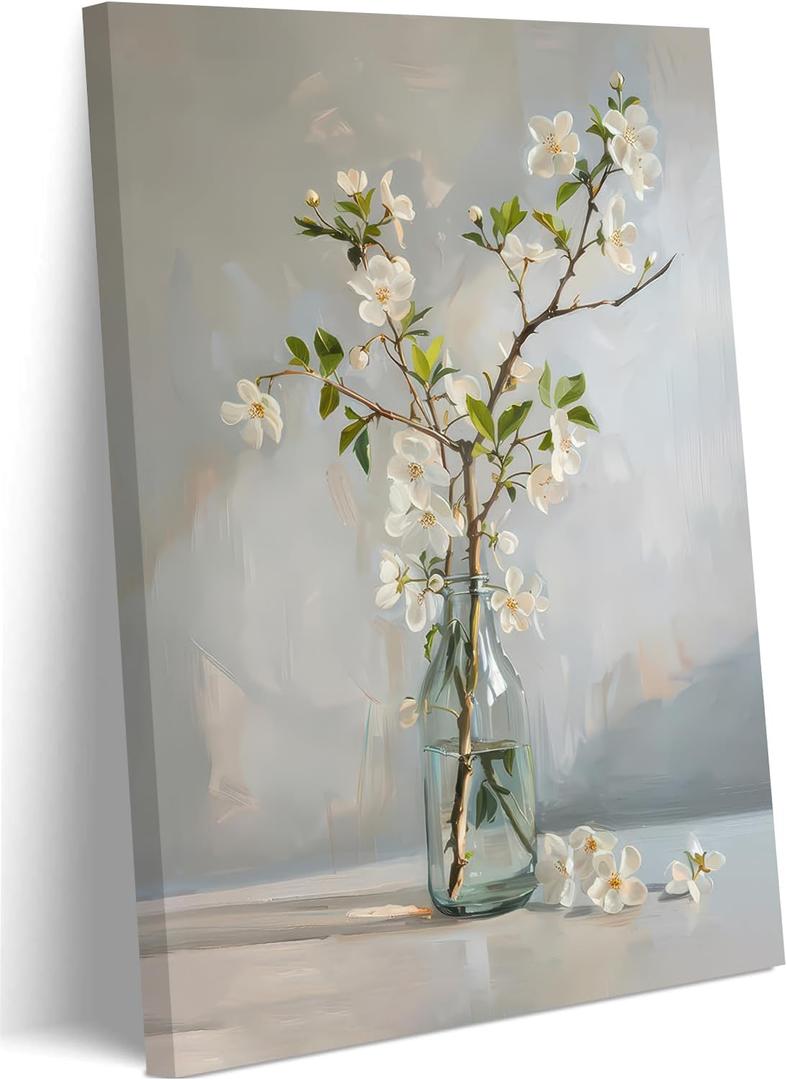 Ovczax Floral Canvas Wall Art, Bathrooms Wall Decor, Home Decor, for Dining Room, Bathroom, Living Room Decoration 12" x 16"