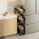 Slim Storage Cart, Plastic Kitchen Gap Storage, Multi-Layer Organizer with 360 Swivel Wheels for Kitchen Bathroom (Black,3 Tier)