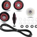 Dryer Repair Kit Drum Roller Idler Pulley Belt Fit for Maytag 3000 Series MEDE500VW1 MEDE300VW1 MEDC215EW1 MED9600SQ0 MED9700SQ0 MEDX500XW0 MEDC700VW0 MEDX600XW0 MGDE500VW2 MGDB850YG1 MEDX700XW0