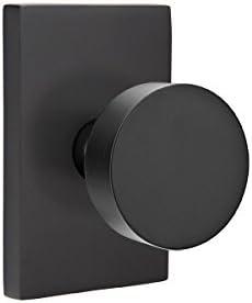 Passage Set, Modern Rectangle Rosette, Modern Round Knob, Flat Black