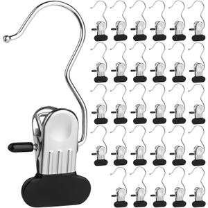 Clothes Pins 30-Pack Laundry Hook Hangers Clothes Hanger Clips for Closet Organizer Socks Towels Clips Heavy Duty Clothespins Bulk Clothes Hanger Clips for Wardrobe Travel Pants Socks Handbag