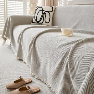 Large Blanket for Sofa, White Universal Large Sofa Throw 1, 2, 3, 4 Seater Angle, Waterproof, Cat Scratch-Resistant, Decorative Blanket, 180 x 260 cm, 2 Pack 