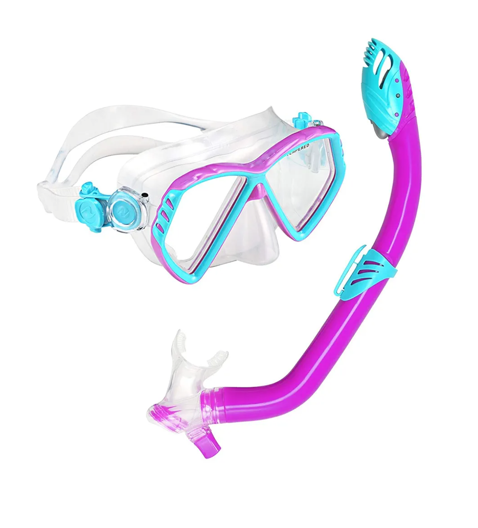 U.S. Divers Regal Jr Kids Snorkeling Combo - Adjustable 2-Window Mask, Leak-Free Customized Fit, Dry Top Snorkel Technology - Play Series, Unisex Children
