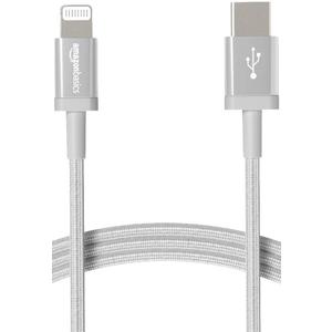Amazon Basics USB-C to Lightning Cable, MFi Certified Charger with Power Delivery for Apple iPhone 14 Series, 13 12 11 X Xs Pro, Pro Max, Plus, iPad, 6 Foot, Silver