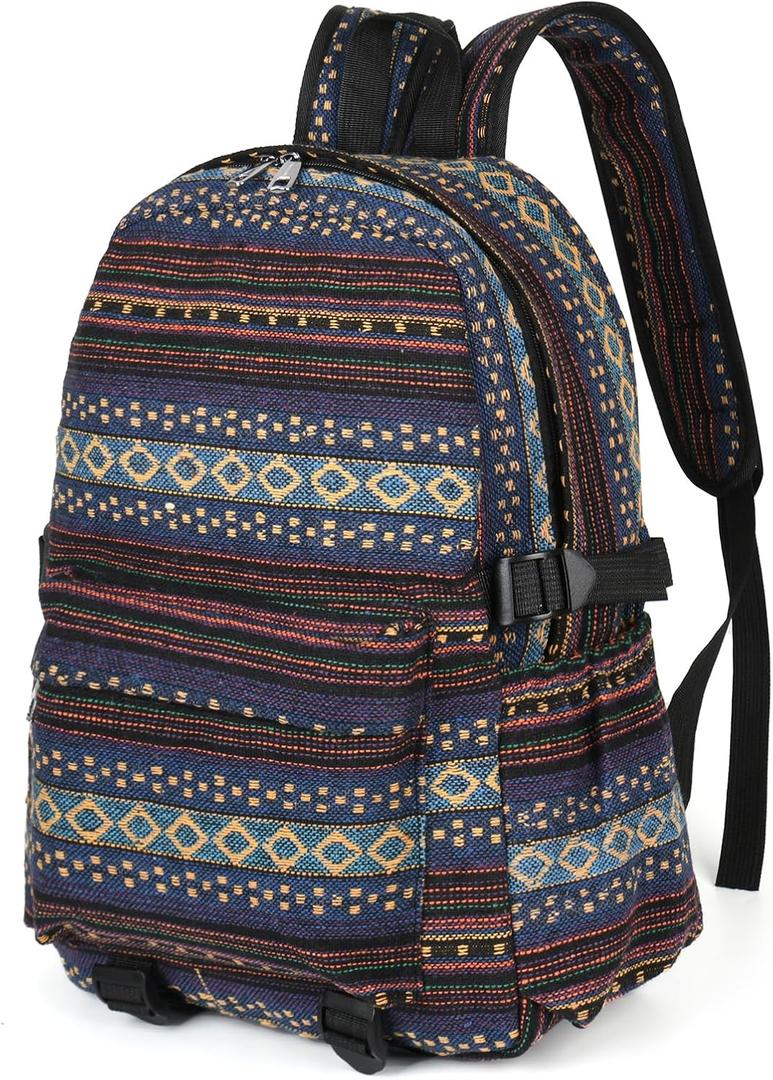Yaopeing Casual Backpack for Women, Vintage Unique Style Fashion Backpacks Purse, Boho Ethnic Handbag Shoulder Bag, Dark blue