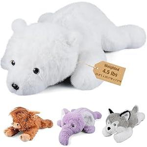 23" & 4.5 lbs Polar Bear Weighted Stuffed Animals, Cuddly & Soft Kids' Plush Toy Pillows for Companion, Large Plushies with Removable Ceramsite Bag, Gifts for Adults, Kids, Boys and Girls