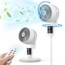 JRD Fan, 70+90 Omni-directional Oscillating Pedestal Fan For Bedroom, 100ft Circulator With Remote,Quiet Standing Fans, Adjustable Height, 6 Speeds, 3 Modes, 24H Timer, Home Office (19-38in, White)