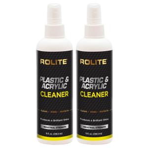 Rolite Plastic & Acrylic Cleaner Spray, 8 fl. oz, 2 Pack, High Shine Protectant and Polish for Non-Porous Surfaces, Safe for Windshields, Windows, Headlights, and Retail Displays