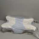 Cervical Pillow for Neck and Shoulder Pain Relief - Ergonomic Neck Pillow for Sleeping, Contour Memory Foam Pillows Side Sleeper Pillow for Neck Support, Bed Pillow for Side Back Stomach Sleepers (White & Blue)