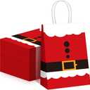 Cholemy 50 Pieces Christmas Gift Bags Snowflake Red and White Kraft Paper Bags with Handles for Winter Xmas Party Favor Goody, 5.91 x 3.15 x 8.27 Inches(Santa Claus)