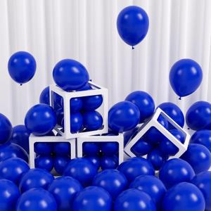 FOTIOMRG 120pcs 5 inch Royal Blue Balloons, Small Royal Blue Latex Party Balloons Helium Quality for Birthday Graduation Baby Shower Baseball Nautical Wedding Party Decorations (with Blue Ribbon)
