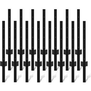 Metal Fence Post, 3 Feet Heavy Duty Garden Post Pack of 15 - Black