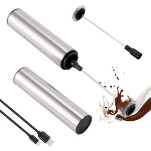 Micro Rechargeable Foamer| Handheld Battery Operated Milk Frother for Coffee| Travel Drink Mixer with Patent 2 Stainless Steel Whisk Heads| Keto Coffee, Latte, Cappuccino, Hot Chocolate| Silver