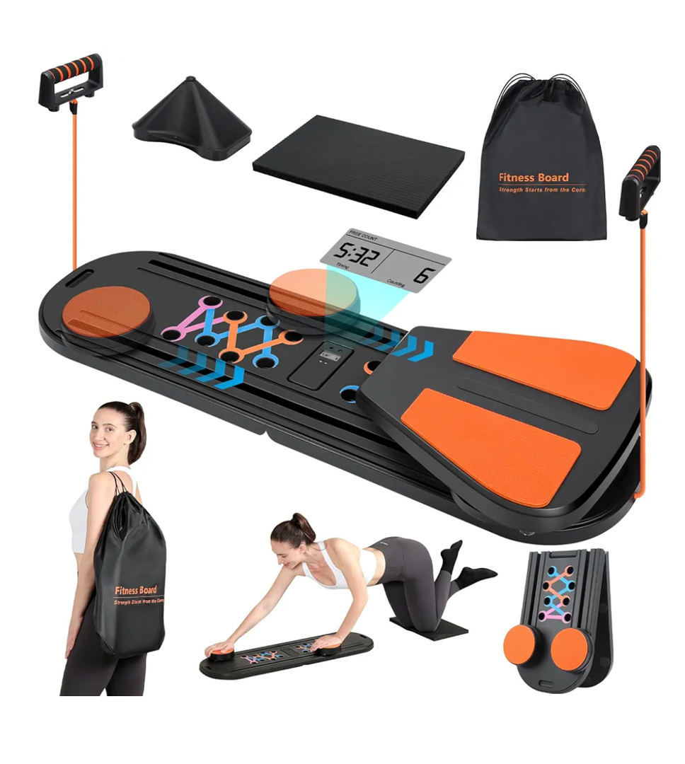 Pilates Board - Pilates Reformer Set, Portable and Foldable Pilates Board for Home Workout, Multifunctional Pilates Board for Women, Pilates Reformer Machine for Home Exercise