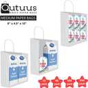 Qutuus White Paper Bags with Handles Bulk 100Pcs 8x4.5x10 White Gift Bags, Recyclable Kraft Paper Bags, Medium Paper Gift Bags for Shopping, Party Favor, Retail, Wedding