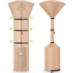 QH.HOME Patio Heater Covers, [2026 Upgraded Tear-Resistant Fabric] Waterproof with Robust Zipper,Dustproof/Wind/Sunlight/Snow-Resistant, (89"H x 33"D x 19"B ,Camel)